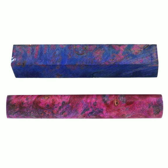 Woodcraft Maple Burl Dyed Pen Blank Pink/Blue  3/4" X 3/4" X 5" 1-Piece