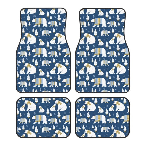 Vsdgher cute winter bear Car Foot Mat Set of 4 Pieces Universal Floor Liner Car Accessories Fits Most Cars, Trucks, Vans, sedans, SUV