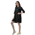 thumbnail image 4 of Moomaya Brodé Chemise Solide Robes Femmes 3/4e Manches Col Swing Blouse, 4 of 6