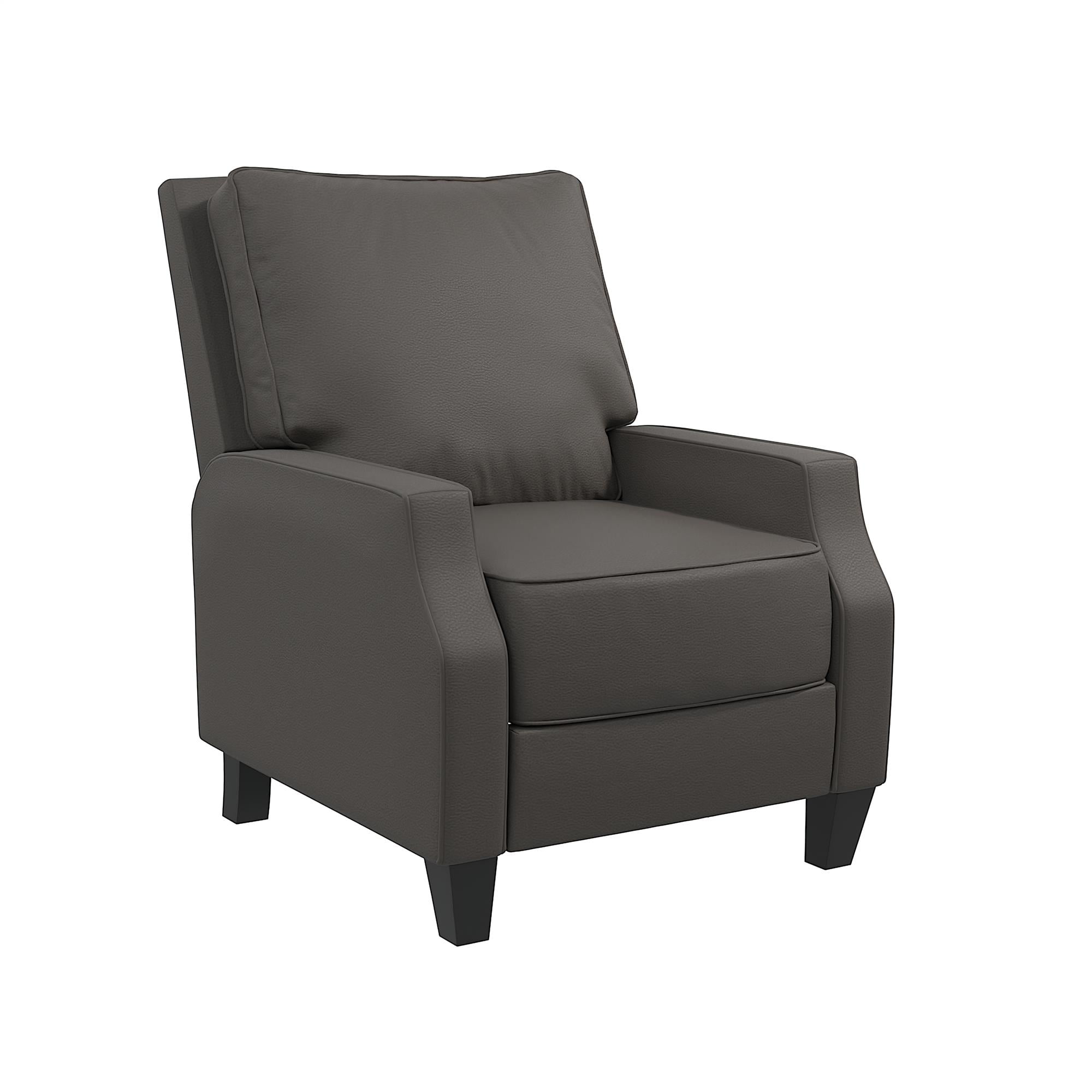 DHP Randen Pushback Recliner Chair for Living Room, Charcoal Microfiber