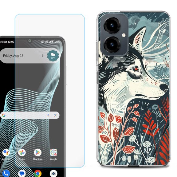 Shockproof Phone Case for Cricket Icon 2026, with Screen Protector, by OneToughShield - Calm Husky