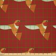 thumbnail image 2 of Ambesonne Tropical Fabric by the Yard Microfiber, Repeating Humming Birds, 1 Yard, Ruby Burnt Orange and Beige, 2 of 2