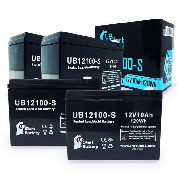 4x Pack - Compatible Orema UN10-12 Battery - Replacement UB12100-S Universal Sealed Lead Acid Battery (12V, 10Ah, 10000mAh, F2 Terminal, AGM, SLA)