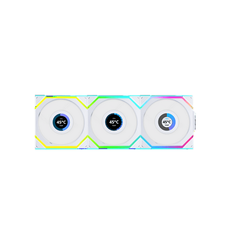 Lian Li 12SLLCD1W3W Wireless 120mm ARGB Case Fans LCD 1.6" Triple Pack White