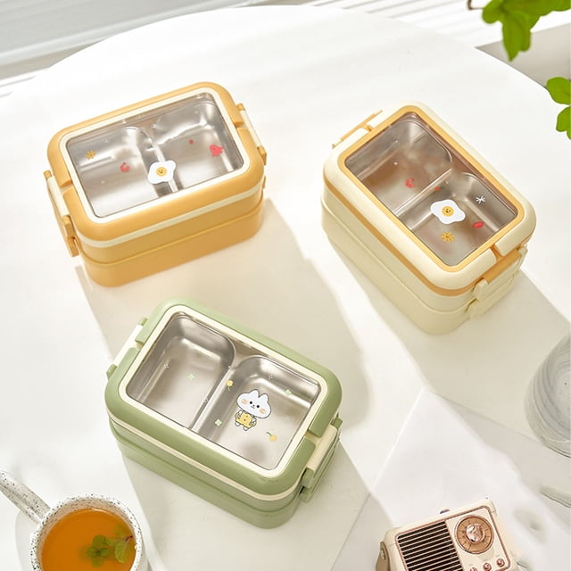 Stainless Steel Insulated Lunch Box for Students Kids, Multiple Compartments Fashionable, Safe Bento Box with Cute Prints Efficient Insulation