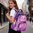 thumbnail image 6 of FKELYI Purple Cherry Flower Axolotl Print Kids Backpack for Girls 17 Inch Spacious Schoolbag with Multi-Pockets for Elementary Student Portable School Bookbag Casual Daypack, 6 of 7