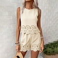 thumbnail image 2 of QGJZVUNL Women's 2 Piece Short Sets Eyelet Tank Tops High Waisted Shorts with Pockets Summer Outfits Size L, 2 of 9