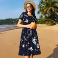 thumbnail image 4 of Easygdp Galaxy2 para Vestido Transpirable de Mujer, Vestido Suelto de Manga Corta con Pliegues y Bolsillos para el Verano, 4 of 6