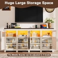 thumbnail image 5 of ChVans LED Farmhouse TV stand for up to 85" TVs with Power Outlet, 74" Large Entertainment Center Console Table, 33.5" Tall Rustic Media Console w/Storage Shelves for Living Room, 5 of 8