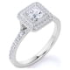 thumbnail image 1 of JeenMata Anillo de Compromiso de Moissanita de Corte Princesa de 1 Quilate - Anillo de Racimo - Anillo de Halo Doble - Anillo de Caña Dividida - Oro Blanco de 18 K sobre Plata, 1 of 5