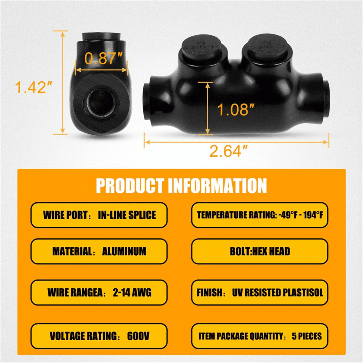 Insulated Wire Connector Splice Connector, Aluminum to Copper Wire Connectors,2-14 Gauge