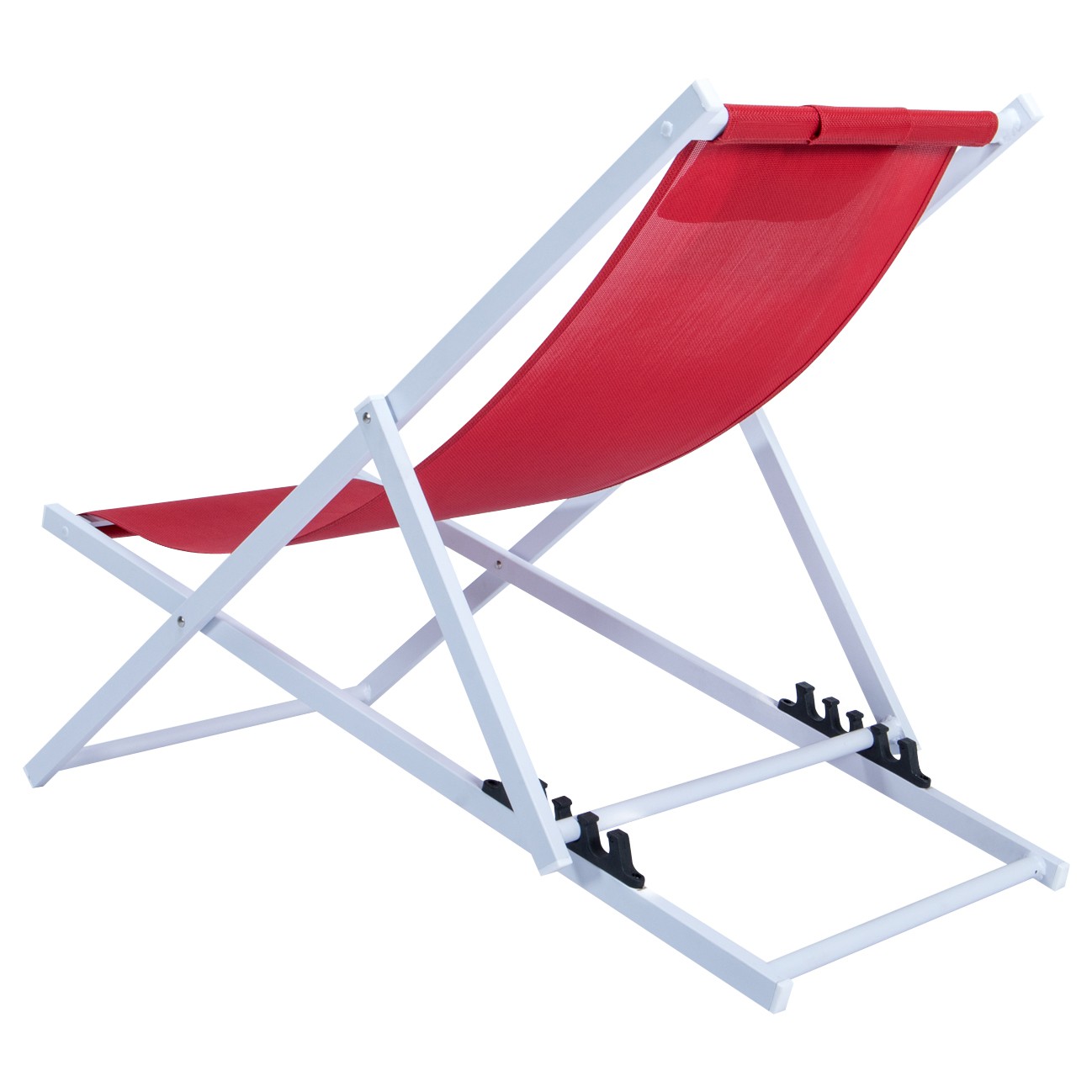 LeisureMod Sunset Outoor Sling Lounge Folding Chair With Headrest in Red - image 4 of 8