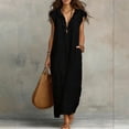 thumbnail image 2 of Puliio Maxi Dresses for Women Sleeveless V Neck Ruffle Loose Casual Dress with Pockets, 2 of 5