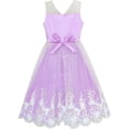 thumbnail image 3 of Flower Girls Dress Purple Illusion Shoulder Wedding Pageant 8 Years, 3 of 6