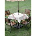 thumbnail image 3 of Outdoor Tablecloth with Umbrella Hole and Zipper, Baseball Square Table Cloth 54x54 Inch Waterproof Tablecloth, Modern Minimalist Red Lines Picnic Table Cover for Patio Camping, 3 of 7