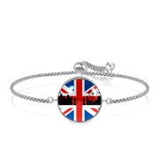 OWNTA British Flag with London Cityscape Pattern Stainless Steel Adjustable Bracelet with Unique Patterns - Stylish Jewelry Piece