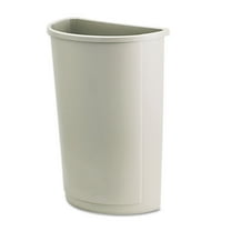 Rubbermaid Untouchable Waste Container Half-Round Plastic 21 gal Beige