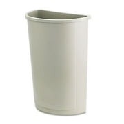 Rubbermaid Commercial Untouchable Waste Container Half-Round Plastic 21gal Beige 352000BG