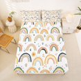 thumbnail image 4 of Manfei Boho Rainbow King Sheets, Botanical Sprig Bedding, Cream Orange, 4 Pieces, 1 Flat Sheet, 1 Fitted Sheet and 2 Pillowcases, 4 of 6
