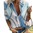 thumbnail image 1 of Jumpingount Blusa Escote en V Camisa suelta Estampado Manga larga Blusa de trabajo Top de mujer Prendas para la parte del cuerpo Azul 4XL Jumpingount AP002016-39, 1 of 4