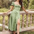 thumbnail image 1 of Nuevo vestido transfronterizo con estampado Floral para mujer, estilo francés, sin espalda, ajustado, con cuello Halter, largo hasta la rodilla, manga corta, cintura imperio, 1 of 5