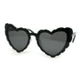 thumbnail image 2 of Womens Lace Petal Rim Heart Shape Cat Eye Plastic Sunglasses All Black, 2 of 4