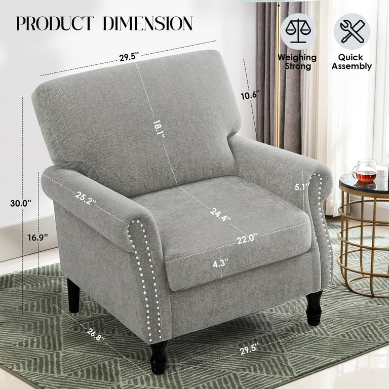 Coolhut Modern Accent Armchair, Upholstered Linen Fabric Chair