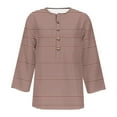 thumbnail image 3 of Jewelreauty Womens Elbow Length Tunic Tops Button Notch Neck Casual Loose Summer Blouses 2025, 3 of 3