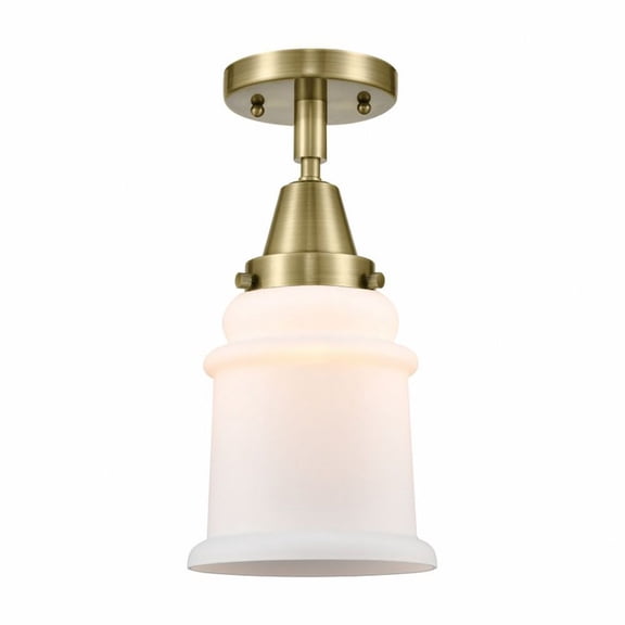 447-1C-AB-G181-Innovations Lighting-Canton - 1 Light Flush Mount In Industrial Style-10 Inches Tall and 6 Inches Wide-Antique Brass Finish-Matte White
