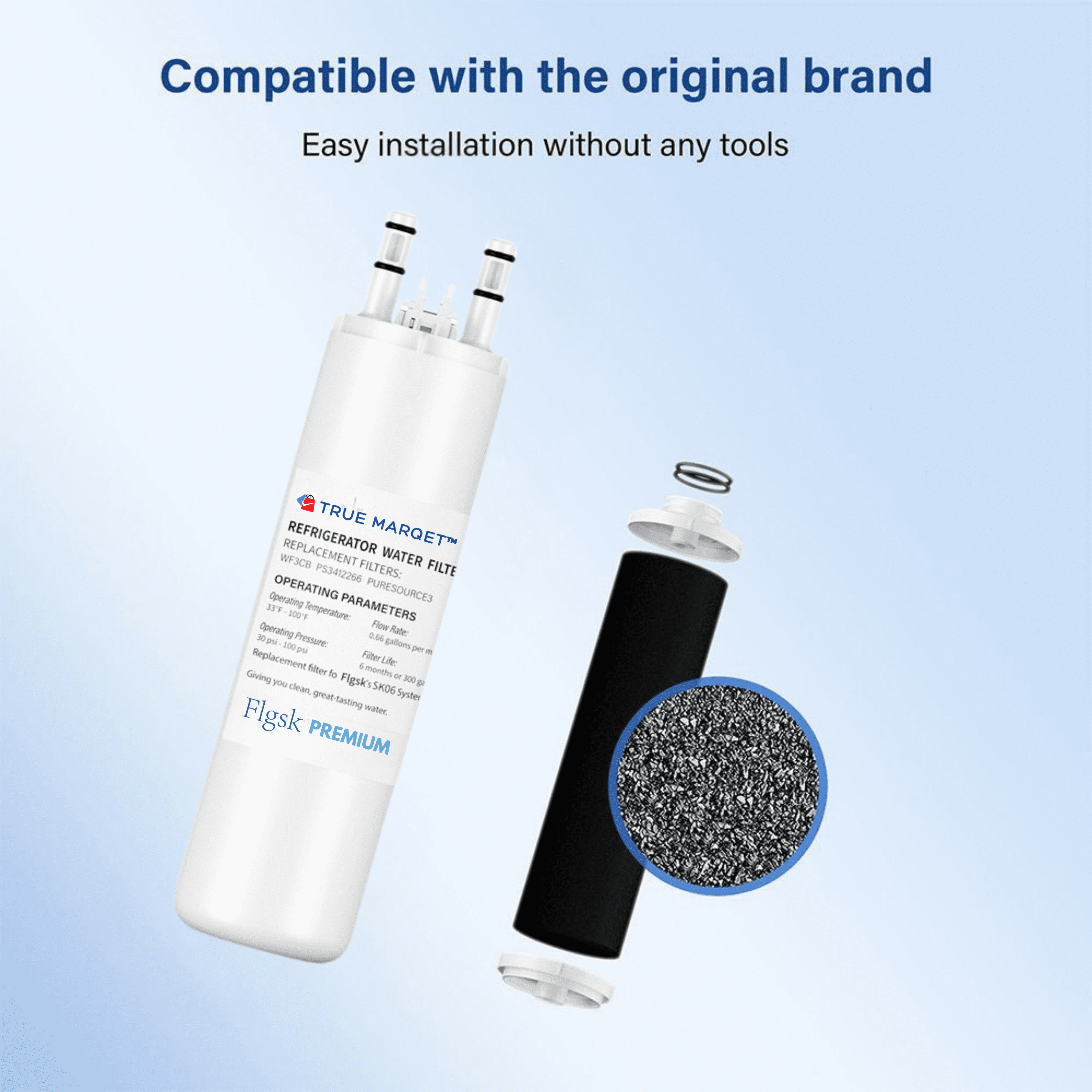 True Marqet 4 Pack Premium Fridge Replacement Filter for Frigidaire WF3CB, Pure Source 3, WF425, 706465, 242069601
