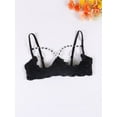 thumbnail image 3 of Womens Bralette Unlined Busiter See Through Balconette Teddy Bra Half Cup Lace Bra Pearl Jewelry Decor, 3 of 7