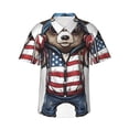 thumbnail image 1 of Fotbe Patriotic Boxing Bear Art Camisa Hawaiana para Hombre Unisex – Camisa Casual de Verano con Botones de Manga Corta de Algodón y Lino,Large, 1 of 7