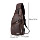 thumbnail image 3 of Bandolera para hombres: mujer – Mochila pequeña en el pecho con agujero para auriculares, marrón caqui, mochila ligera de cuero sintético para senderismo, acampada, viajes al aire libre, adapta a, 3 of 7