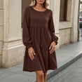 thumbnail image 2 of Tqcoqu Fall Dresses for Women 2026,Crew Neck Long Lantern Sleeve Casual Loose Flowy Swing Shift Dress, 2 of 6