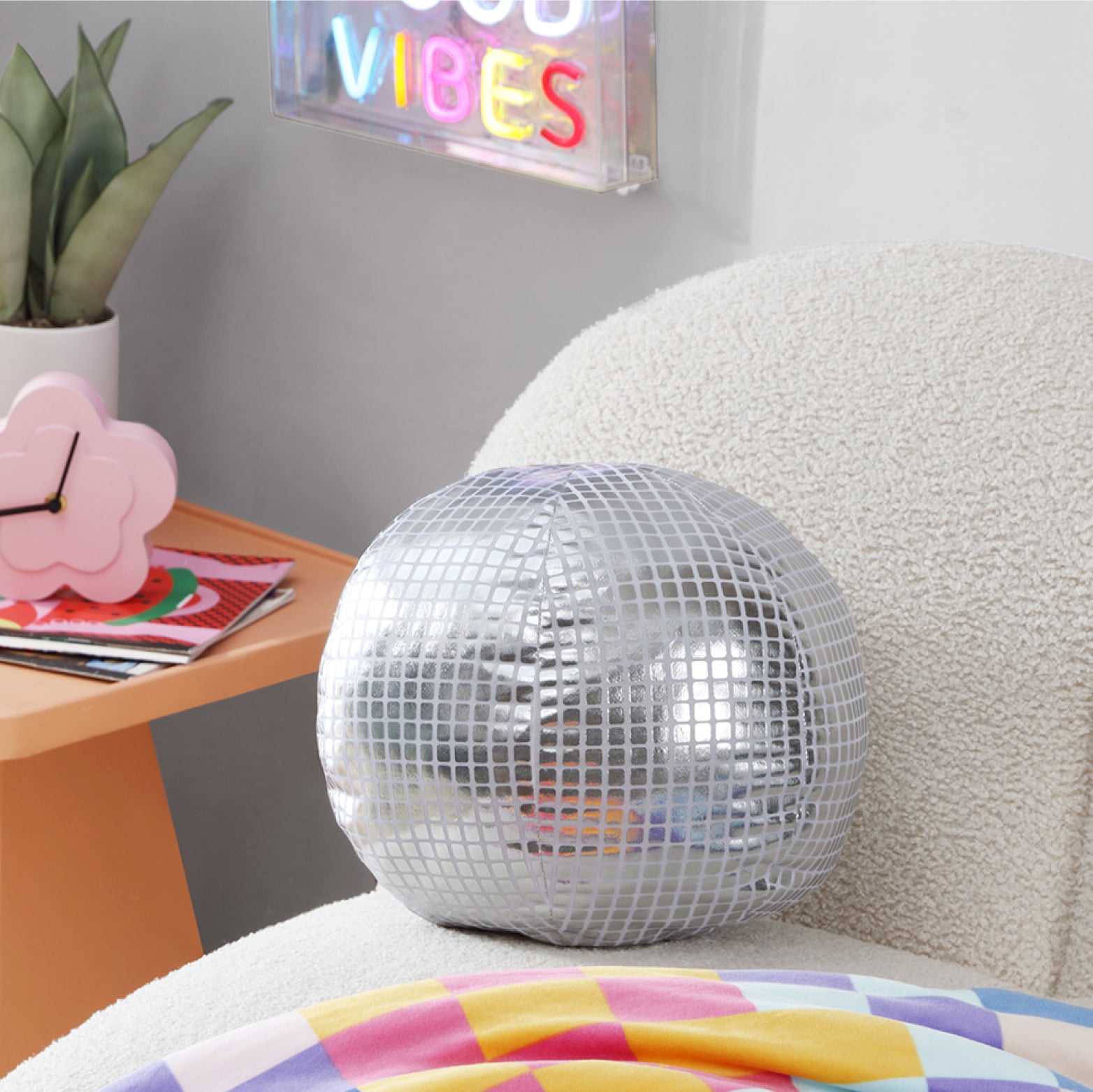 (4 pack) Urban Shop 12" Disco Ball Decorative Pillow for Teens and Young Adults