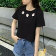 thumbnail image 6 of Tops for Women Short Sleeved Round Neck Summer Base T-shirt Black S, 6 of 6