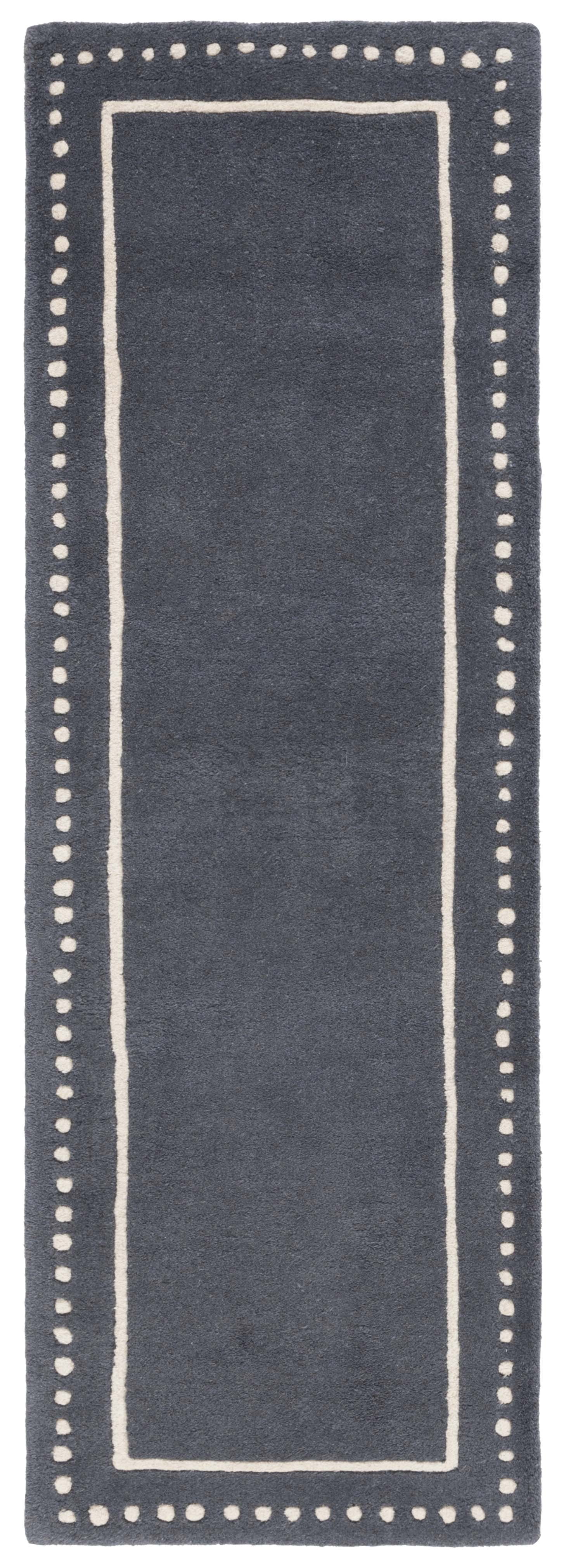 SAFAVIEH Bella Danita Bordered Wool Runner Rug, Dark Grey/Ivory, 2'3" x 13'