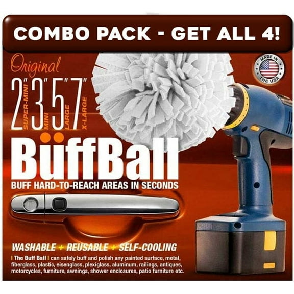 Flitz Buffer Grinder Polisher Buffing Ball Pads Combo Pack, Buffing Pads for Drill, Body Repair Polishing