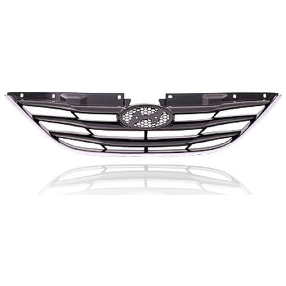 Grille - Compatible/Replacement for '11-13 Hyundai Sonata GLS - Main Upper, Chrome Frame Black Insert, With Emblem Provision - 863503S000
