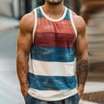 thumbnail image 4 of Mens Workout Tank Tops Beach Summer Sleeveless Shirts Men's Striped Tank Top Casual Summer Beach Tee Tops Sleeveless Crew Neck T Shirts Color Block Tees Dark blue 2XL, 4 of 4