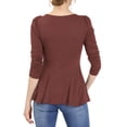 thumbnail image 4 of Unique Bargains Women's Long Sleeve Scoop Neck Peplum Top XS Caramel, 4 of 8