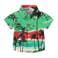 thumbnail image 2 of Tdoqot Boys Hawaiian Shirts with Pocket- Short Sleeve Casual Button Down Summer Kids Beach Shirts Vacation Clothes Green Size 5, 2 of 7
