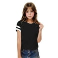 thumbnail image 5 of Charella Girls' T-Shirt Striped Short/Long Sleeve Cute Crew Neck Basic Tee Casual Loose Fit Tops for Kids (5 Years, Black), 5 of 7