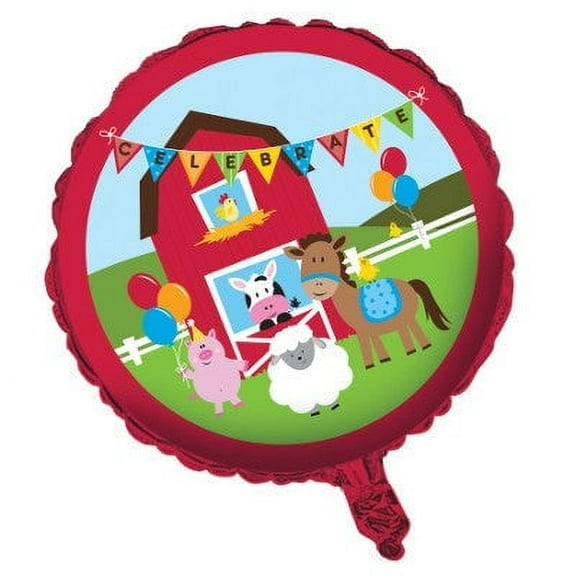 Farmhouse Fun Farm Barnyard Animals Birthday Party Decoration 18" Mylar Balloon