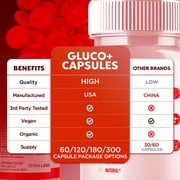 Gluco+ Advanced Formula Blood Support for Health and Wellness 120 Capsules