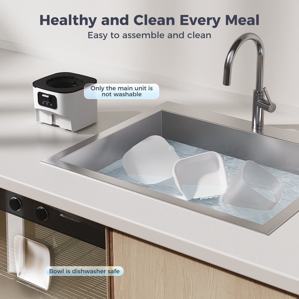 Automatic Cat Feeder with Camera & Night Vision, DOMIPET WiFi Cat Food Dispenser Dog Timed Feeder Two-way Audio 6L Pet Feeder for Cat/Dog, APP