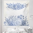 thumbnail image 1 of Blue Tapestry, Floral Bouquet Corsage Carnations Chamomiles Bridal Wedding Anniversary Theme, Fabric Wall Hanging Decor for Bedroom Living Room Dorm, 5 Sizes, Blue White, by Ambesonne, 1 of 1