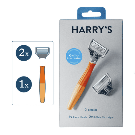 Harry's Ember Orange 5 Blade Manual Razor: 1 Ember Orange Razor Handle +6 Razor Blade Cartridges