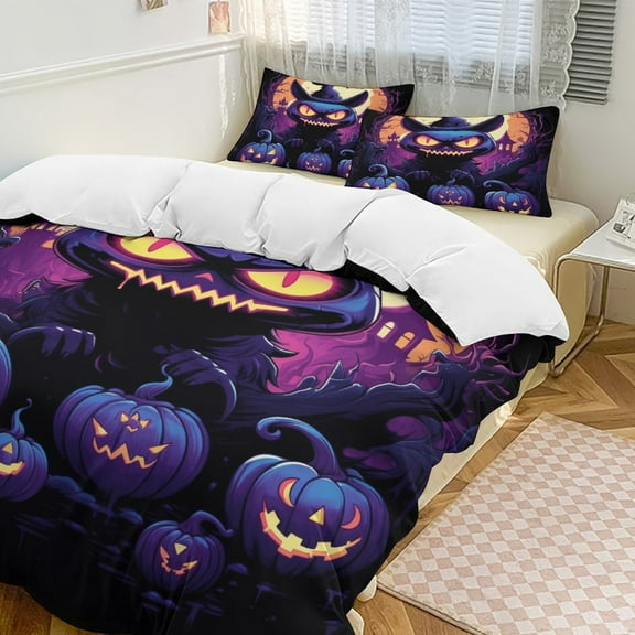 Halloween Scary Night Full Moon 3D Duvet Cover Set Quilt Cover Theme of Kid Boy Girl for Bedroom Decoration