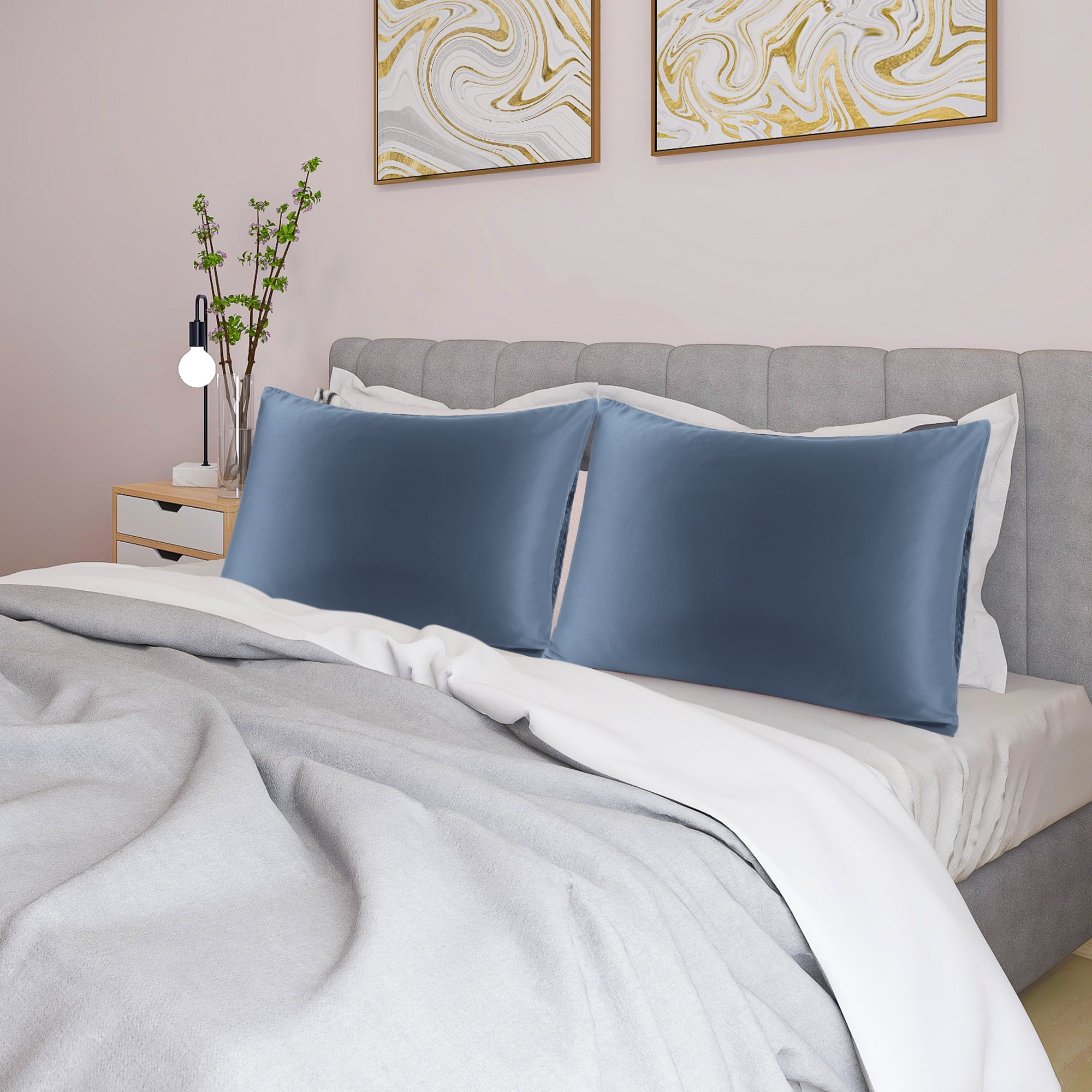 Unique Bargains 4 Pack Satin Pillowcases for Hair and Skin, Slate Gray Queen